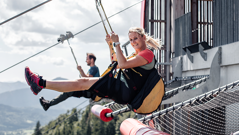 Zipline-Flug in Annaberg, © Jolly Schwarz