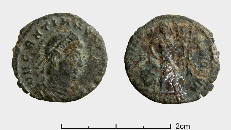 Coin of the emperor Gratian from between 367 and 375 AD, St. Johann, © Foto: Kristina Klein; Bearbeitung: SILVA NORTICA