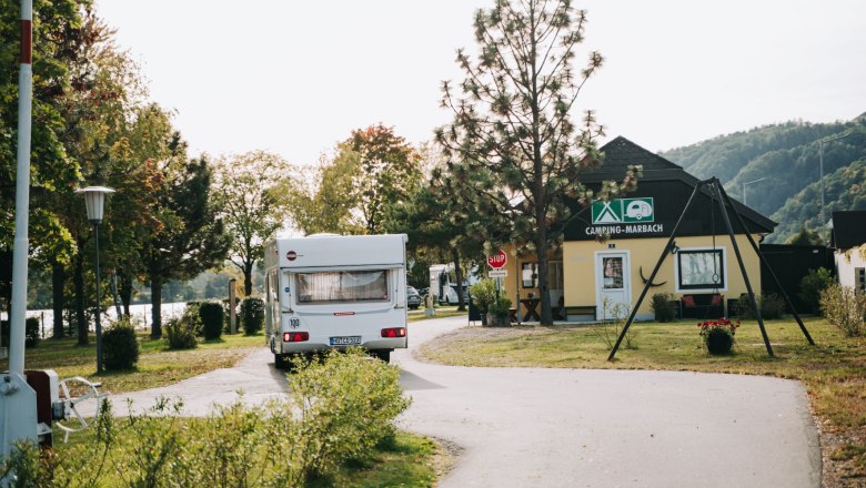 Einfahrt Camping Marbach, © Marbach Camping