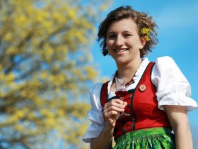 Ein Dirndl vor dem Dirndlstrauch, © Mostviertel